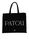 Patou Rectangular Tote Bag With Detachable Strap In Black