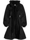 Patou Iconic Drawstring Faille Mini Dress In Black