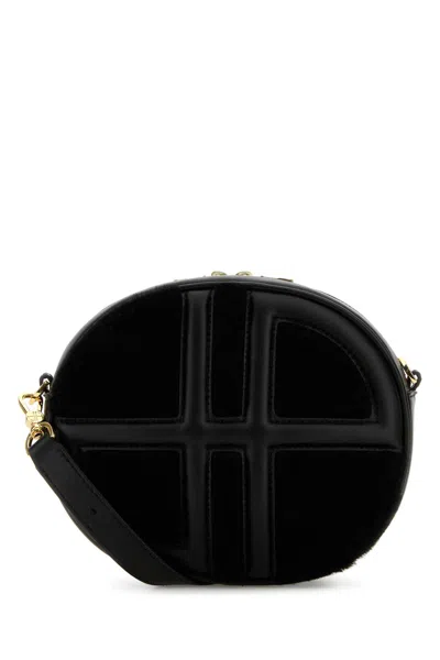 Patou Calf Leather Le Jp Crossbody Bag In Black