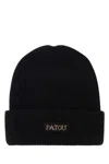 Patou Black Logo Beanie Hat In Black