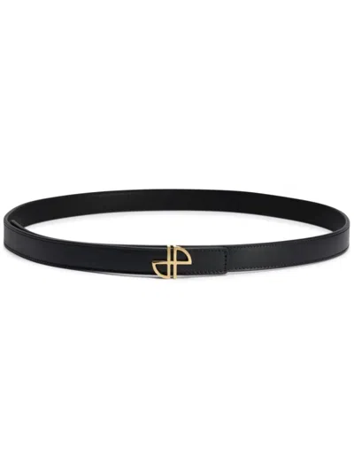 Patou Black Logo Buckle Belt
