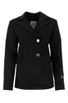 Patou Black Stretch Wool Blazer In Black