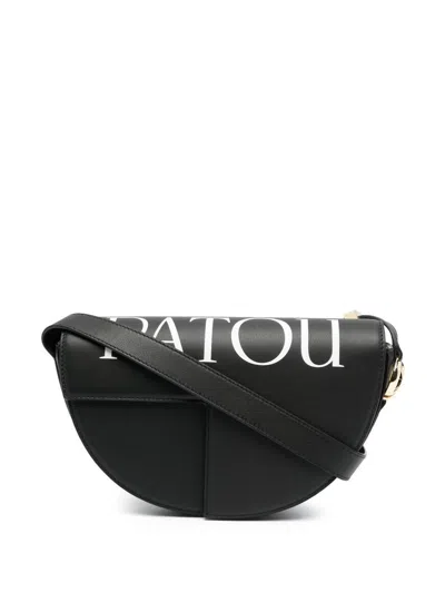 Patou Black Logo-print Leather Shoulder Bag