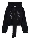 Patou Black Cotton Cropped Medallion Hoodie With Logo Embroidery In Black