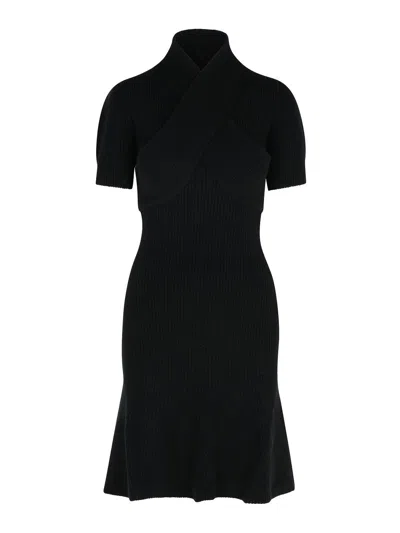 Patou Scarf Draped Knit Dress In Black
