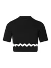 Patou Wave Short-sleeved Cropped Jumper In Black