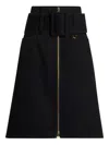 Patou Midi Skirt With Zipper And Belt In Black
