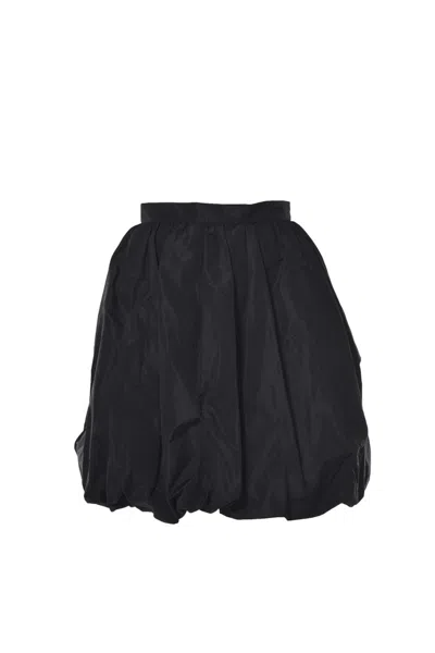 Patou Black Nylon Flared Generous Skirt