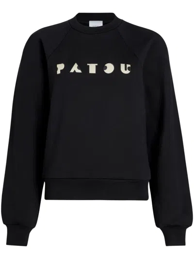 PATOU BLACK ORGANIC COTTON SWEATSHIRT