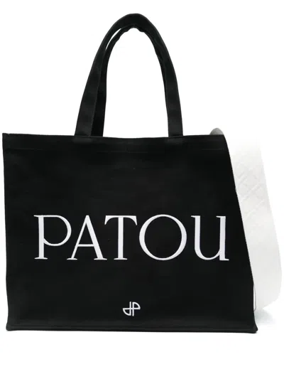 Patou Black Organic Cotton Tote Bag