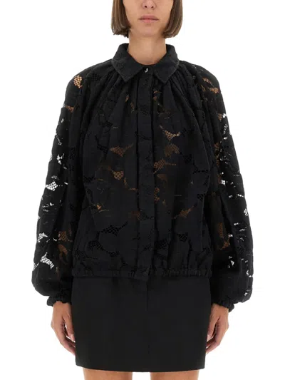 Patou Balloon-sleeve Lace Blouse In Black