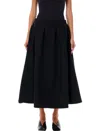 Patou Pleated Twill Midi Skirt