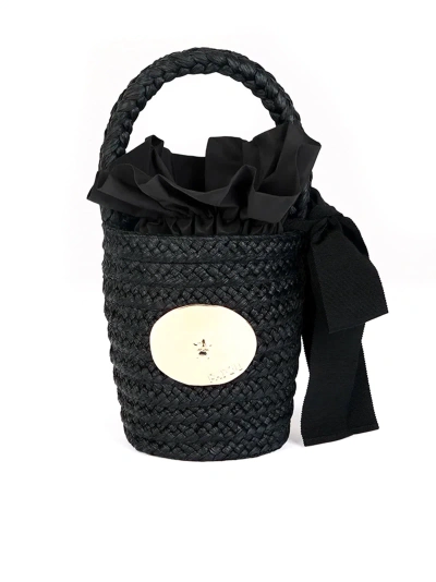 Patou Bucket Bag -  - Raffia - Black In Nero