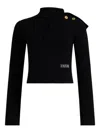 Patou Wool And Cashmere Scarf-neck Sweater In Black
