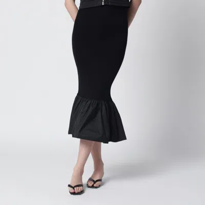 Patou Black Skirt With Faille Ruffle Hem