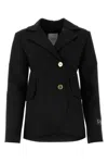 Patou Black Stretch Wool Blazer In Multi