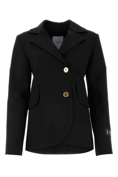 PATOU BLACK STRETCH WOOL BLAZER