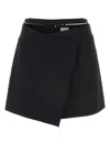 Patou Stretch Wool Mini Skirt With High Waist And A-line Silhouette In Black