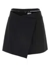 Patou Stretch Wool Mini Skirt With High Waist And A-line Silhouette In Black