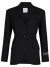 Patou Single-breasted Belted Blazer In Black