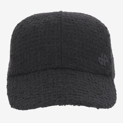 PATOU BLACK TEXTURED TWEED BASEBALL CAP