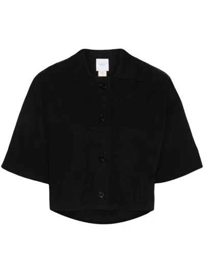 Patou Cropped Shirt With Wave Appliqué Detail In Black