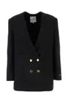 Patou Double-breasted Wool-blend Twill Blazer In Black