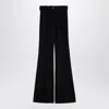 Patou Flared Wool Blend Bell Bottom Trousers In Black