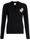 Patou Wool And Cashmere Embroidered Cardigan In Black