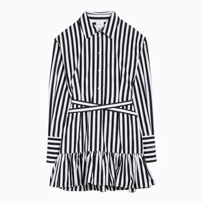 Patou Striped Cotton Mini Chemisier Dress In Black