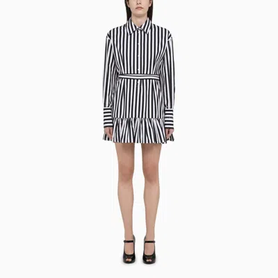 Patou Striped Cotton Mini Chemisier Dress In Black