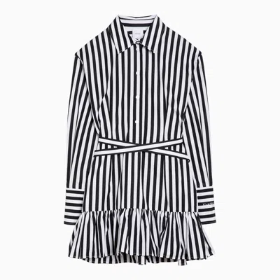 Patou Striped Cotton Mini Chemisier Dress In Black