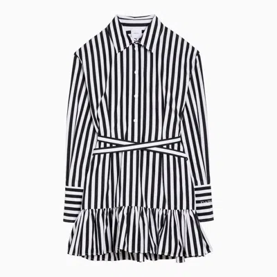 Patou Black/white Striped Cotton Mini Chemisier Dress In Multi