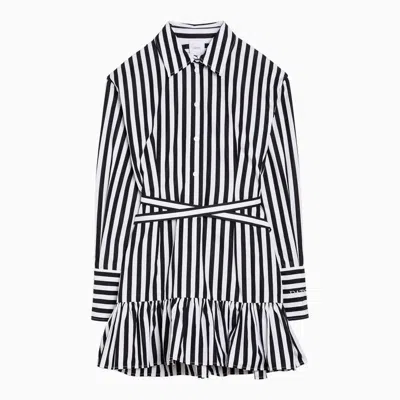 Patou Black/white Striped Mini Chemisier Dress