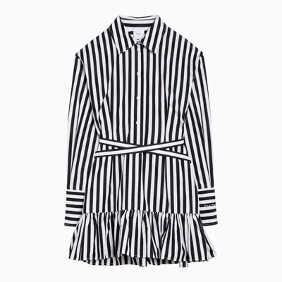 Patou Striped Cotton Mini Chemisier Dress In Black