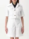 Patou Front Pleated High Waist Shorts With Pockets In White