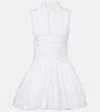 Patou Bloomer Ruched Cotton Minidress In White