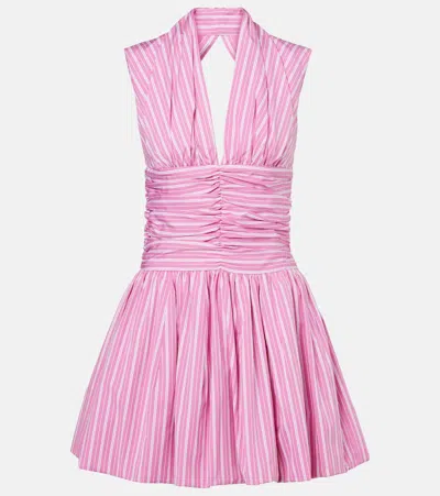 Patou Bloomer Striped Cotton Minidress In Pink