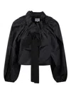 Patou Gros Grain Top With Gathered Collar In Black