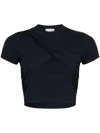 Patou Draped Cropped Organic Cotton T-shirt In Dark Blue