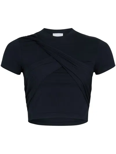 PATOU BLUE CROPPED CREWNECK T-SHIRT