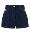 Patou High Waist Denim Shorts With Belt Loops In Blue