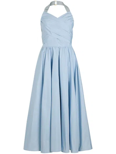Patou Blue Halterneck Faille Maxi Dress