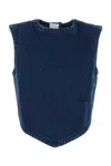Patou Bow Detail Cropped Denim Top With Open Back