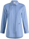 Patou Striped Poplin Fitted Shirt In Blue