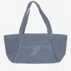 Patou Raffia Tote With Embroidered Logo In Blue