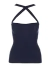 Patou Blue Wool Top In Black