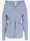 Patou Blue Wrap Poplin Blouse In Blue