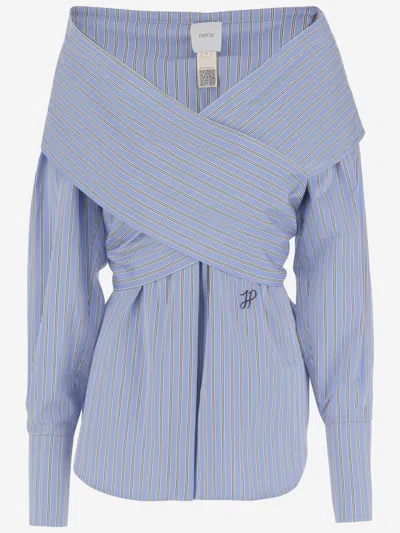 Patou Blue Wrap Poplin Blouse