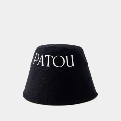 Patou Bucket Hat Cotton Curved Brim In Black